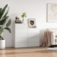 Schubladenschrank Kommoden Sideboard mit 4 Schubladen, abnehmbar, Grifflose, Weiß