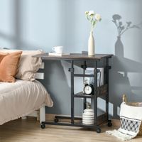 Beistelltisch Couchtisch mit Rollen höhenverstellbar 2 untere Regale
