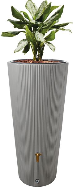 VASO 2in1 DECOR Regenspeicher 220 Liter inkl. Anschlussset und Auslaufhahn zinkgrau