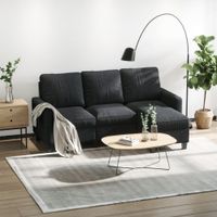 Ecksofa Stoffsofa mit wendbarer Chaiselongue L-Form Leinen Dunkelgrau 197 x 139 x 91cm