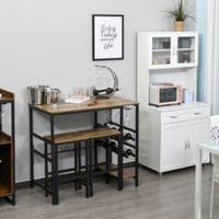 Bartisch-Set mit 2 Barhockern 3-teilig Flaschenhalterung Stahl Natur+Schwarz 108x60x95Hcm