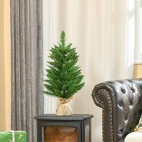 Weihnachtsbaum für Tisch 0,6 m kleiner Christbaum Kunsttanne 70 Zweige Leinen PVC Zement Grün Ø44 x 60H cm