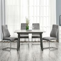 Esszimmerstühle 4er Set mit Rückenlehne Sitzfläche Velvet-Touch Stahl Grau 45 x 61 x 98 cm