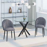 Esszimmerstühle 2er Set mit Rückenlehne Skandi-Design Samt Metall Grau 52 x 54 x 79 cm