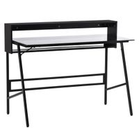 Computertisch Schreibtisch mit zwei Ablagen moderner Gamingtisch mit gehärtetem Glasplatte Home-Office verstellbare Fußmatte Stahl Spanplatte Schwarz+Grau 115 x 55 x 90 cm