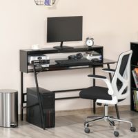 Computertisch Home-Office verstellbare Fußmatte Stahl Spanplatte Schwarz+Grau 115 x 55 x 90 cm