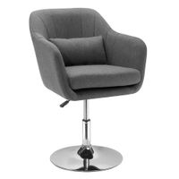 Arbeitshocker Drehhocker Drehstuhl Bürostuhl höhenverstellbar, leinenartiges Polyester, Stahl, Dunkelgrau, 57 x 57 x 77,5-87 cm