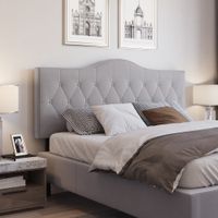 Kopfteil für Bett gepolstert in grau Pappel Polyester 185 x 8 x 134 cm