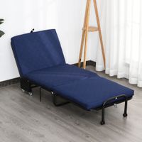 Gästebett klappbar, 2in1 mit Rollen, Verstellbare Kopfteilhöhe, Stahl+Schaumstoff Blau 184x65x26cm