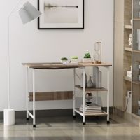 Klapptisch Schreibtisch Beistelltisch Mobiler Computertisch mit Rollen MDF Natur 107 x 55 x 76 cm