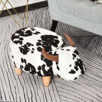 Tierhocker, Dekohocker mit Stauraum, Polsterhocker mit Tier-Design, Schwarz+Weiß, 62 x 35 x 36 cm