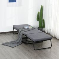 Gästebett klappbar, 2in1 Verstellbare Kopfteilhöhe, Polyester+Stahl+Schaumstoff, Grau 192x68x37cm