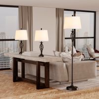 3er-Lampenset 2 Tischlampe(ø38 x 158 cm) + 1 Stehlampe(ø30 x 62 cm) Weiß