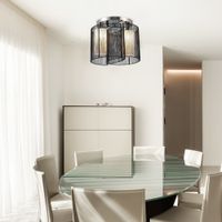 Deckenlampe vintage 2 flammig Deckenlicht 2x E27-Fassung Schwarz Ø47,5x33Hcm (Ohne Glühbirnen)