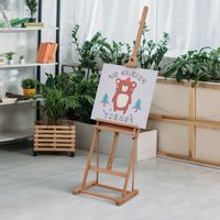 Staffelei Keilrahmen Atelierstaffelei Höhen- und Winkelverstellbar mit Ablagefach Buchenholz Natur 53 x 50,5 x 171-230 cm