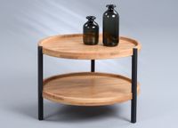 Couchtisch mit Ablage "Alva 2" Wildeiche Echtholz - D=65cm, H=46cm