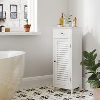 SONGMICS Badezimmerschrank mit Schublade Lamellentür