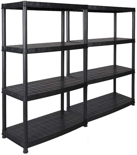 Set: 2 x  KREHER Kunststoff Steckregal 18" mit 4  Böden und hoher Tragkraft in Schwarz