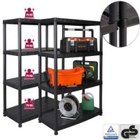 Set: 2 x  KREHER Kunststoff Steckregal 18" mit 4  Böden und hoher Tragkraft in Schwarz