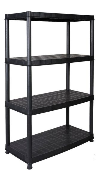 Kunststoff Steckregal 18" mit 4 Böden und hoher Tragkraft in Schwarz