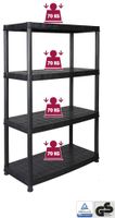 Kunststoff Steckregal 18" mit 4 Böden und hoher Tragkraft in Schwarz
