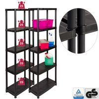 2 x Kreher PRIMO PLUS - Kunststoffregal 12 Zoll (Schwarz)