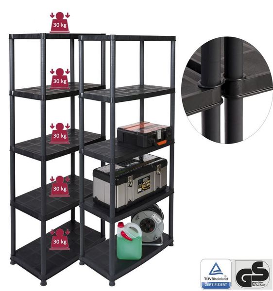 Set: 2 x KREHER Haushaltsregal 15" mit fünf geschlossenen Böden in Schwarz
