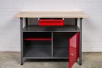 Werkbank mit Schublade, einer Tür und einer freien Ablage (links)