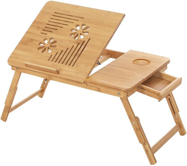 Laptop-Schreibtisch aus Bambus, mit 5 Neigungswinkeln