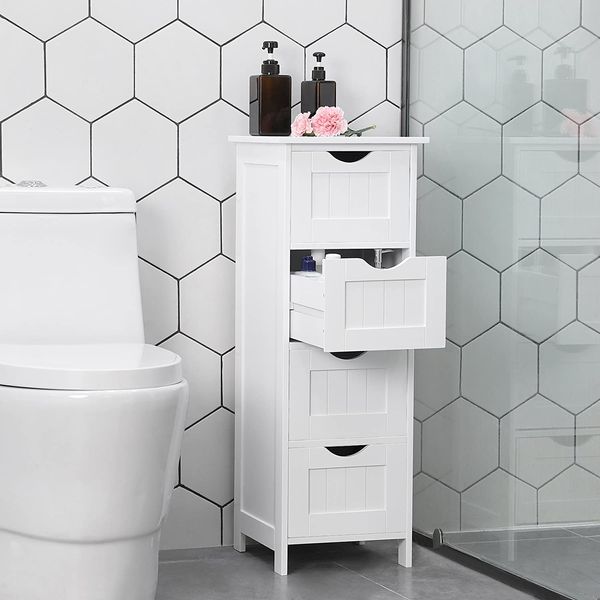 Badschrank, schmal, mit 4 Schubladen, 30 x 30 x 82 cm