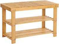 Bambus Schuhbank mit 3 Ablagen, 70 x 28 x 45 cm