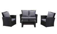 Lounge Set Polyrattan Gartenmöbel Set 4-teile für 3-4 Personen Garten & Balkon Sitzmöbel-Set (Schwarz)