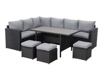 Lounge Set Polyrattan Gartenmöbel 7-teile für 6-9 Personen Garten & Balkon (schwarz & grau)