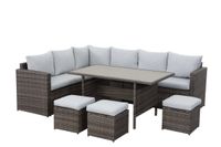 Lounge Set Polyrattan Gartenmöbel 7-teile für 6-9 Personen Garten & Balkon (grau & hellgrau)