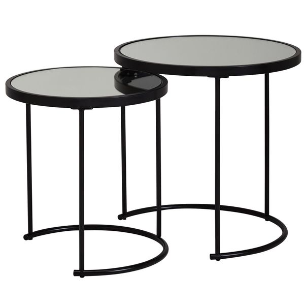 2er Set Beistelltisch Schwarz