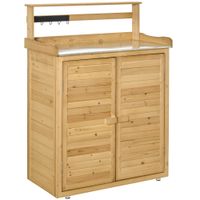 Gartenschrank Holz Pflanztisch Geräteschrank 3 Fächern Arbeitsfläche