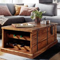 Couchtisch 100x60x40 cm Truhentisch Massivholz Tisch Wohnzimmer Modern