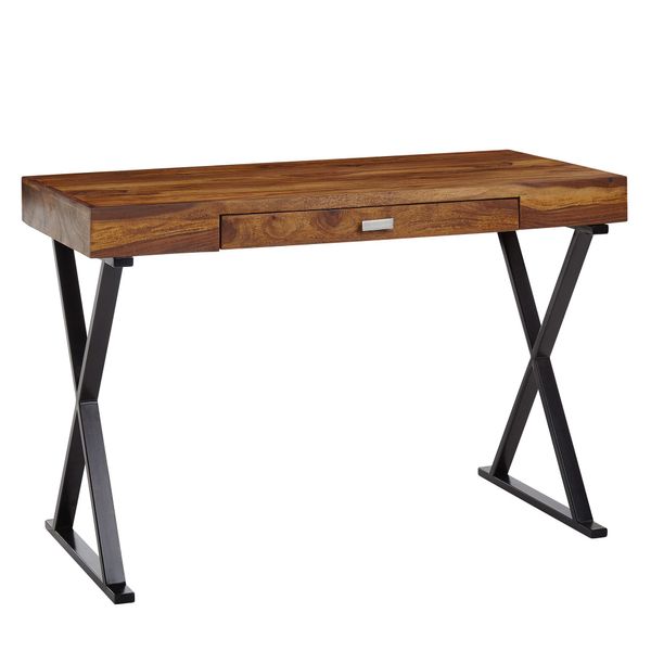 Schreibtisch 120x55x78 cm Sheesham Massivholz / Metall