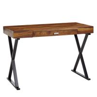 Schreibtisch 120x55x78 cm Sheesham Massivholz / Metall