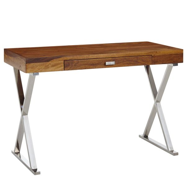 Schreibtisch 120x55x78 cm Sheesham Massivholz / Metall