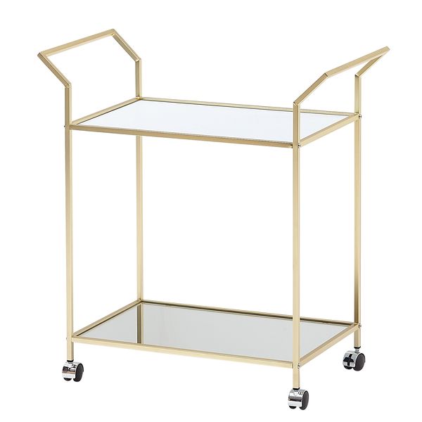 Servierwagen Gold 73x78x37 cm Glas / Metall
