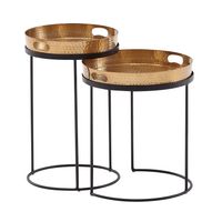 Beistelltisch 2er Set Gold / Schwarz Metall