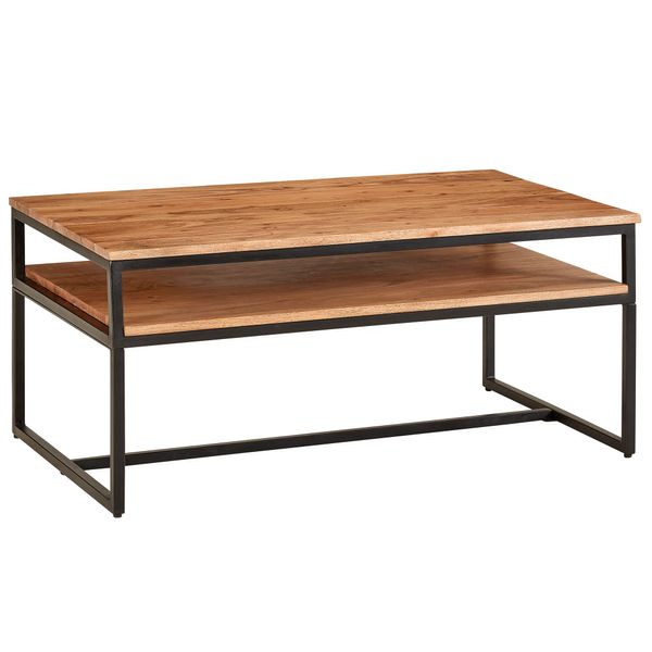 Couchtisch 100x45x60 cm Akazie Massivholz Metall