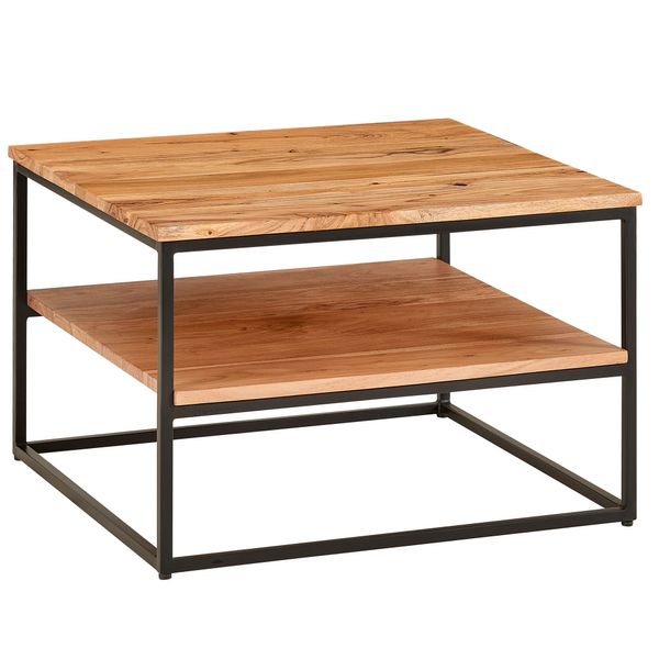 Couchtisch 60x60x41 cm Akazie Massivholz Metallgestell