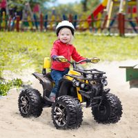 Elektro-Quad Kinder Elektro ATV Kinderwagen LED Frontlicht mit MP3 USB 2 x 550 Motoren Kinderfahrzeug Kindermotorrad Elektro-Quad für 3-5 Jahre alt Kinder Metall Gelb 100 x 65 x 73 cm