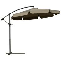 Sonnenschirm Ampelschirm mit Handkurbel Rüschen Ø2,65 x 2,45H m Gartenschirm Sonnenschutz Garten Balkon Kaffee