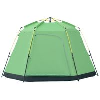 Camping Zelt 6 Personen Zelt Familienzelt Kuppelzelt PU2000mm einfache Einrichtung für Familien Trekking Festival Stahl Glasfaser Grün 320 x 320 x 180 cm