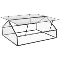 Frühbeet Alu Treibhaus Gewächshaus Frühbeetkasten Pflanzenbeet mit Abdeckung Polystyrolplatte wetterfest Schwarz+Transparent 117 x 97 x 52 cm