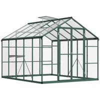 Gewächshaus Aluminium Treibhaus mit Dachfenster Tür 308 x 248 x 226 cm Pflanzenhaus mit Regal begehbares Tomatenhaus Witterungsbeständig Polystyrolplatte