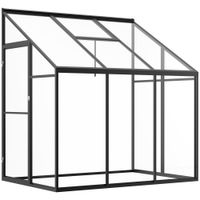 Gewächshaus 182 x 122 cm Beistell Gartenhaus mit Verstellbares Dach Verschließbare Treibhaus Tür Aluminiumlegierung Polystyrolplatte Transparent Schwarz